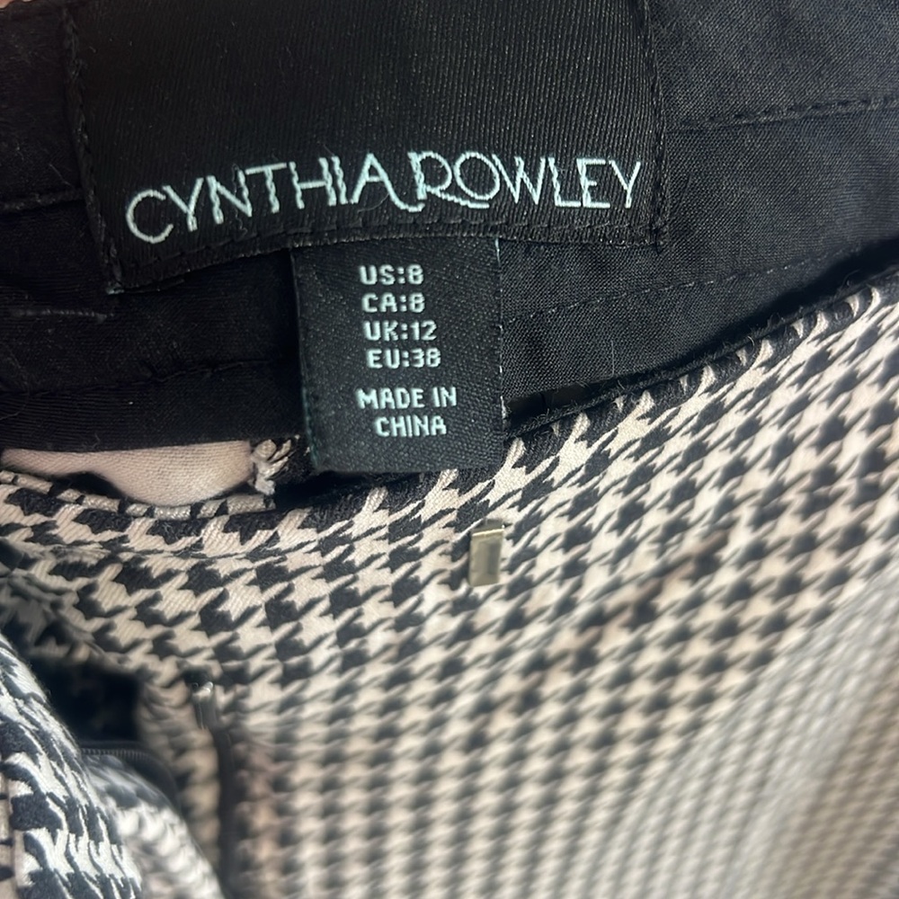 Cynthia Rowley Black and White Houndstooth Pants, Sz: 8 - Picture 5 of 6